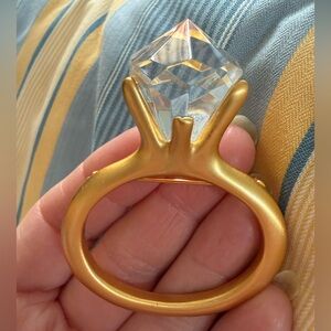 Huge Diamond Ring Brooch, Pin, Signed 2.5” Tall